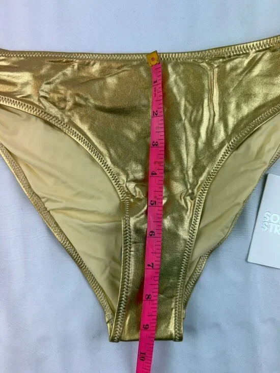 NWT SOLID & STRIPED The Nani metallic mid-rise bikini briefs Size Small $108 - Picture 9 of 13